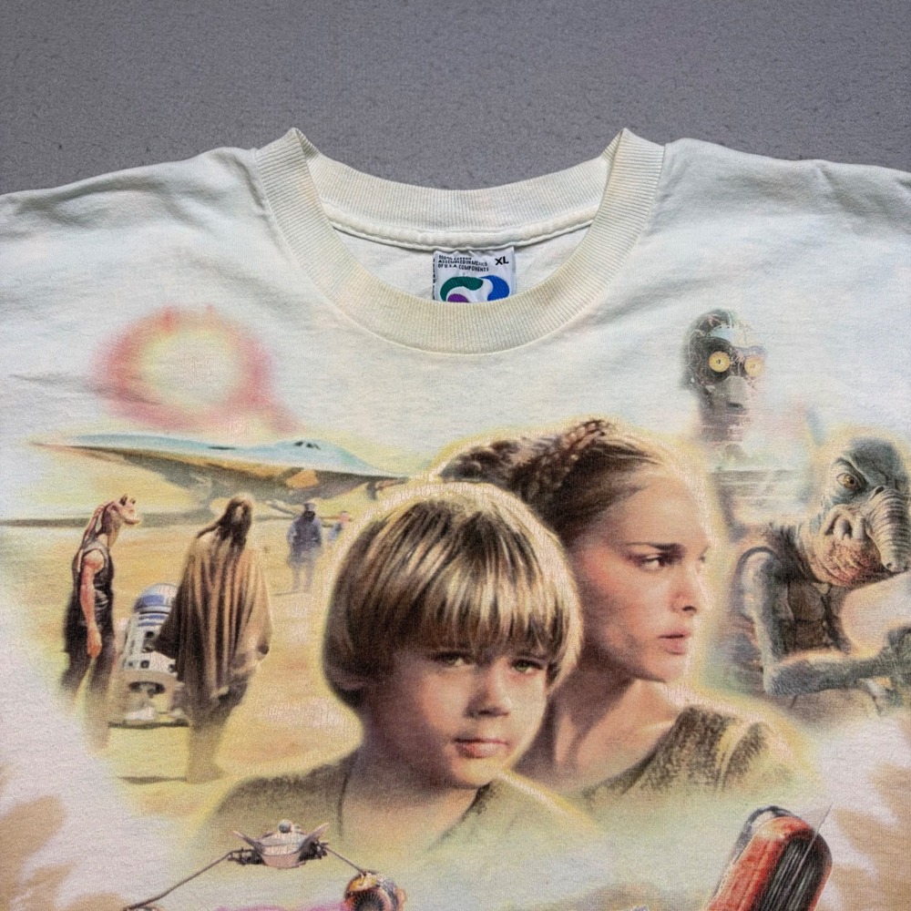 Liquid Blue T-Shirt Mens XL Multi Star Wars Episode I Phantom Menace Tie Dye AOP - Picture 2 of 14